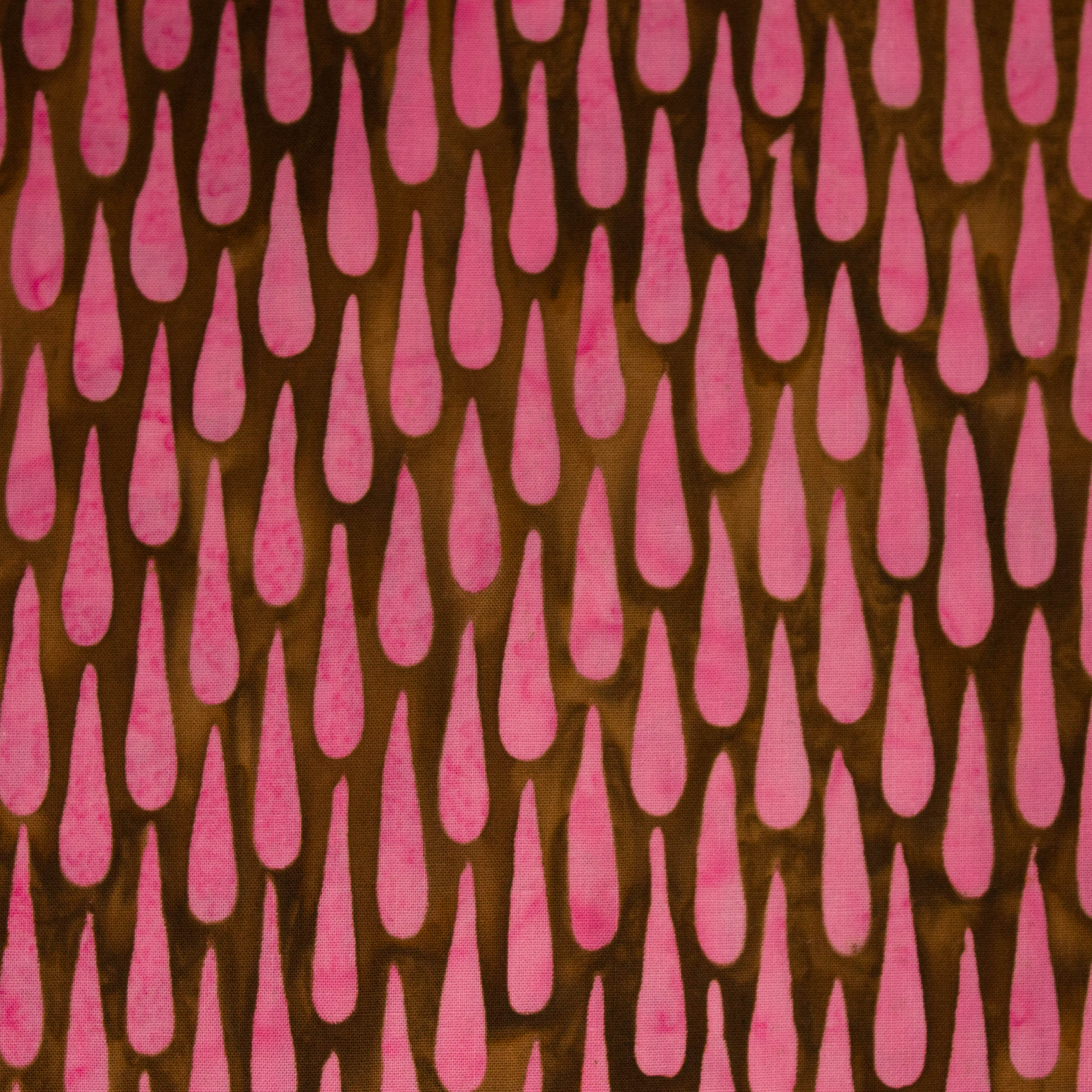 Katoen bruin met roze regendruppels